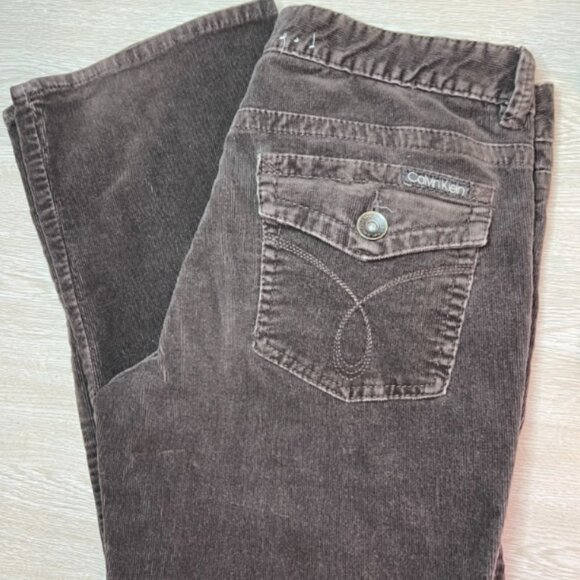 Calvin Klein - Corduroy Jeans Womens Size 12 Brown 5-Pocket Bootcut - Picture 6 of 10